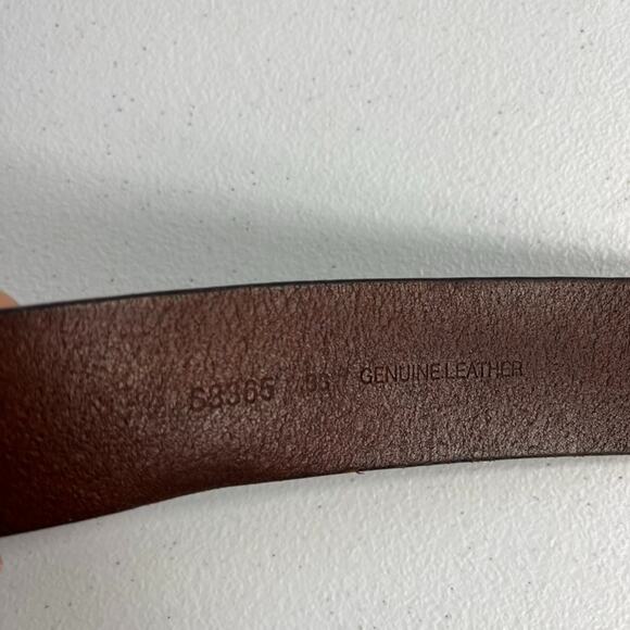 Unbranded Belt Mens 38 Brown Genuine Leather Silver Buckle - Picture 5 of 16